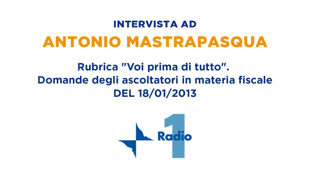 Domande degli ascoltatori – Rai Radio 1 “Voi prima di tutto” | 18/01/2013